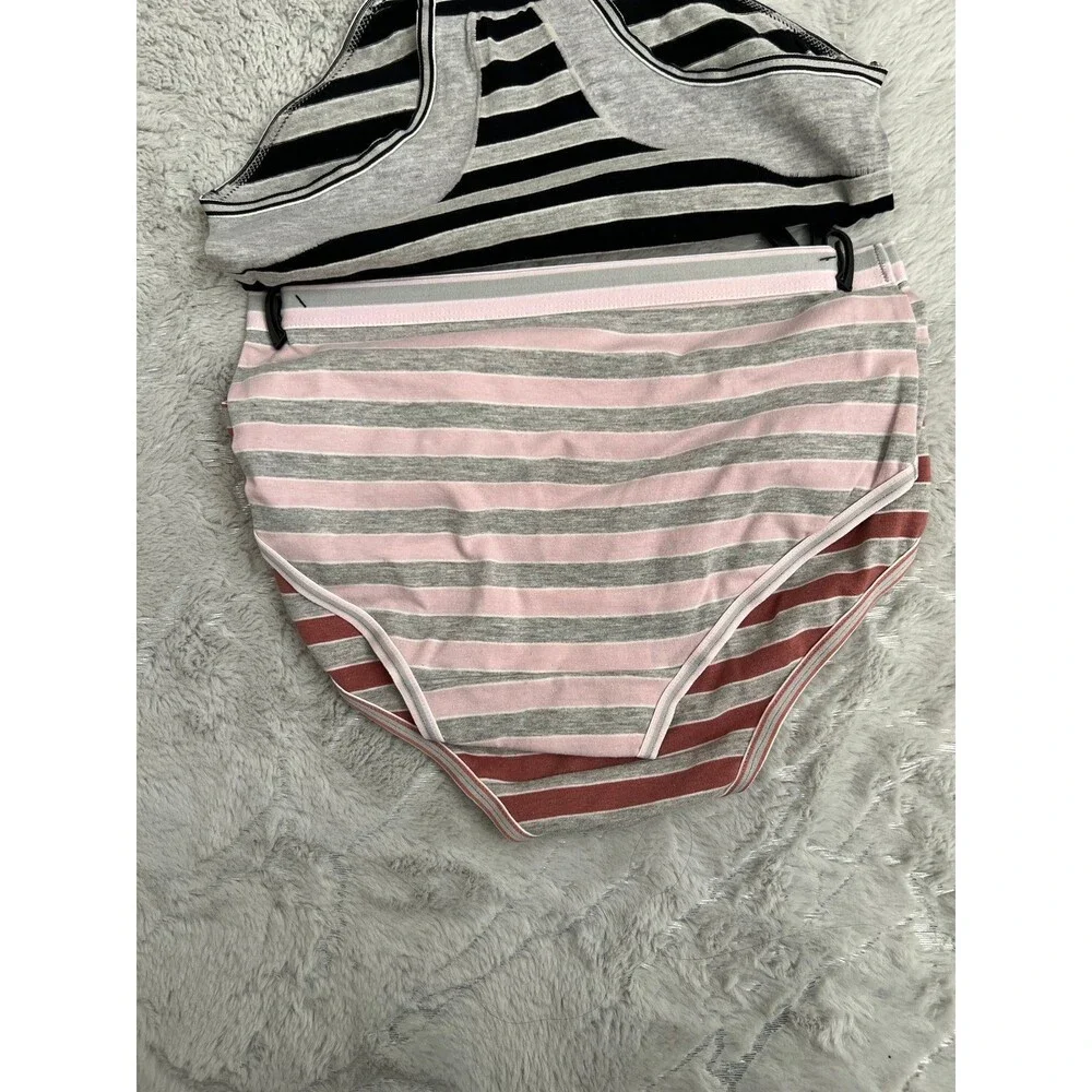 Cotton underwear black pink burgundy grey striped new